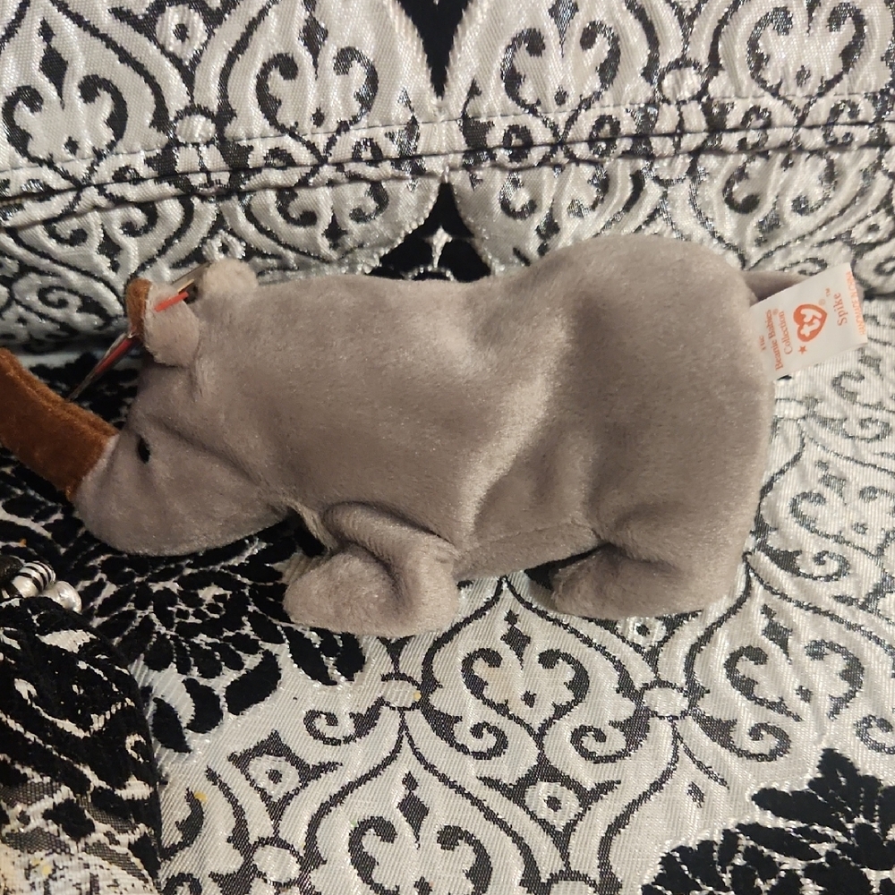 Gray Plush Rhinoceros Toy